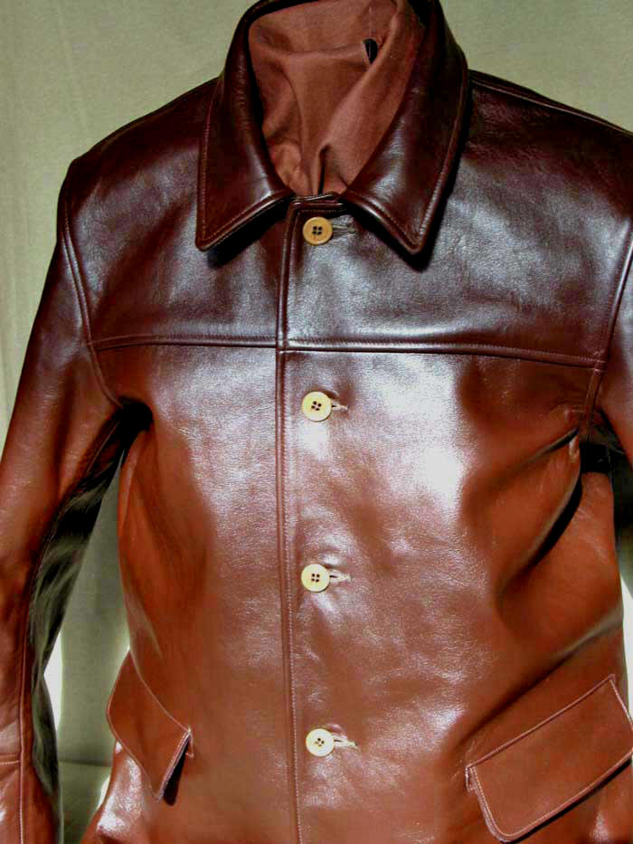 Black Horsehide Leather Downtown Car Coat 1950s-60s