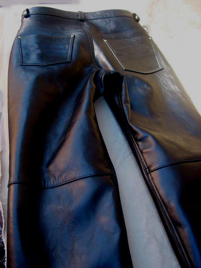 leather bike jeans