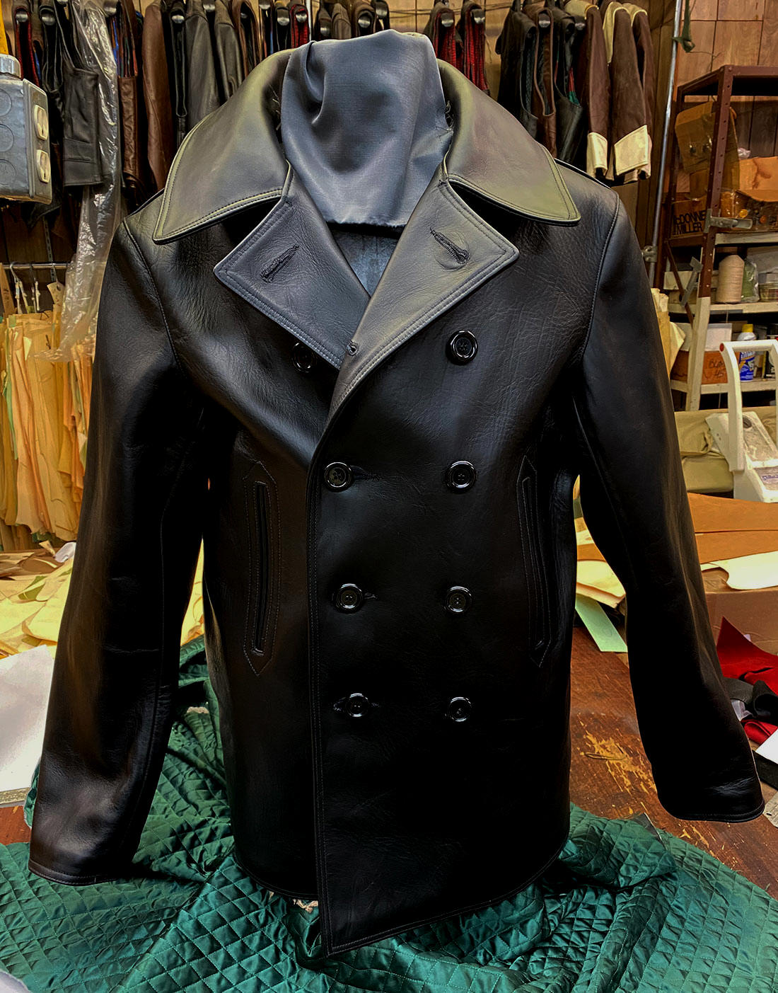 American Horsehide Leather Pea Coat Lost Worlds USA
