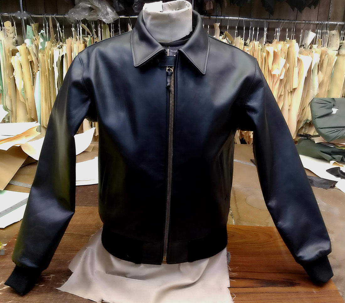 Vintage 1940s Custom RIGGER Black Horsehide Motorcycle Jacket Chest Pocket Delete
