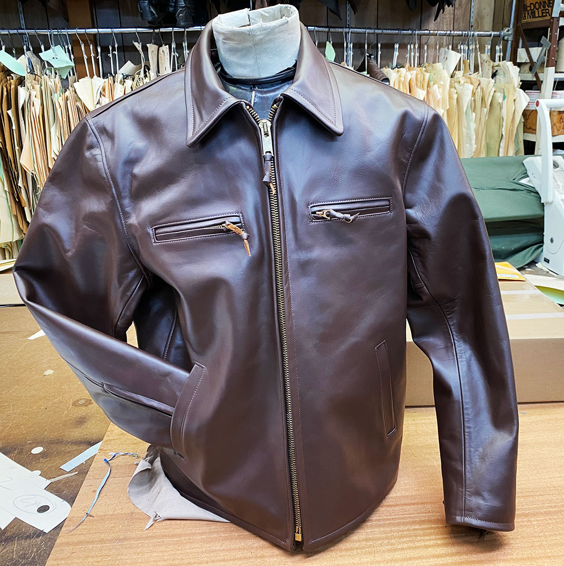 Suburban Russet Horsehide Leather Motorcycle Jacket, 1940s, Lost Worlds
