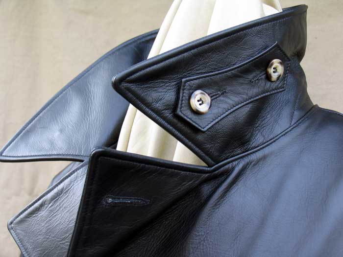 leather biker trench coat