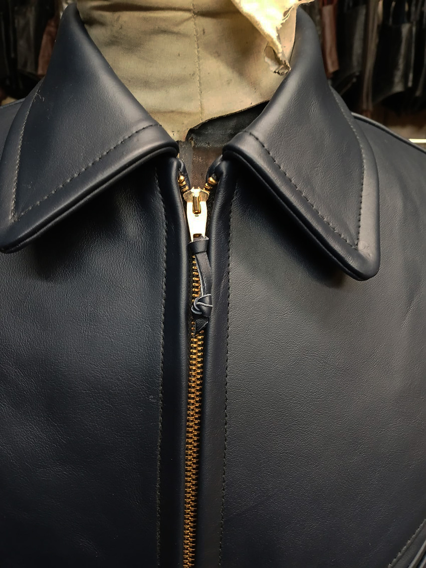 All-Weather 1950s Navy Horsehide Leather Jacket