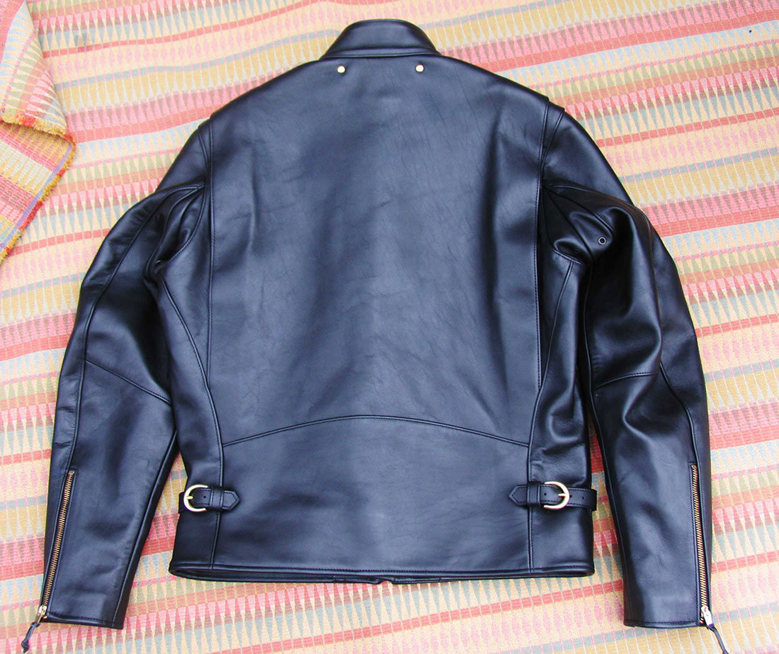 Rear Detail Vintage Cafe Racer Rider Horsehide Motorcycle Jacket