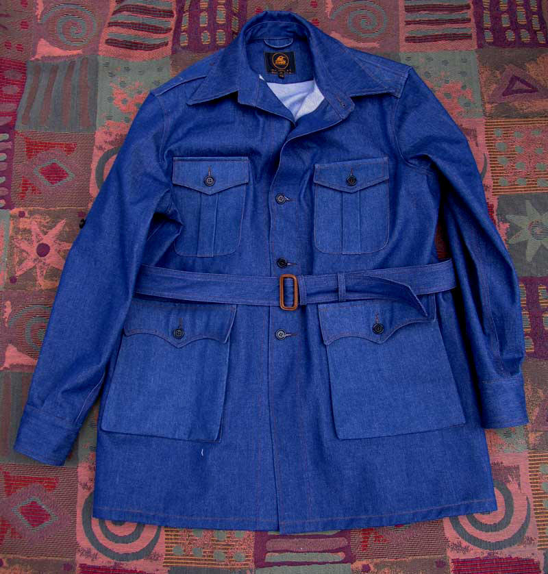 Blue Denim Safari Bush Jacket. Willis & Geiger, Abercrombie and Fitch